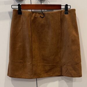Blue Rain Tan Suede Pencil Skirt